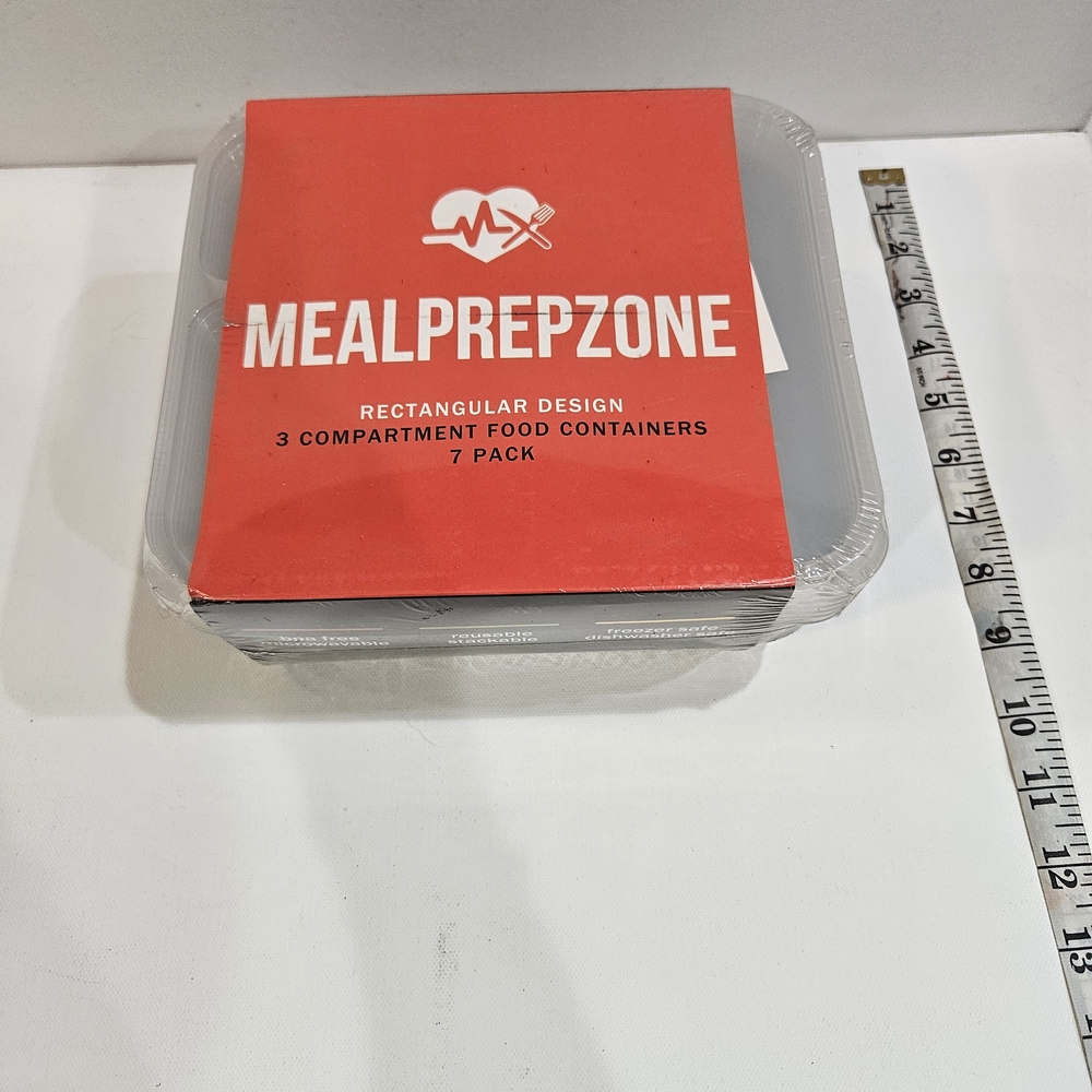 7 Rectangular 3-Compartment Food Containers - Picture 2 of 4